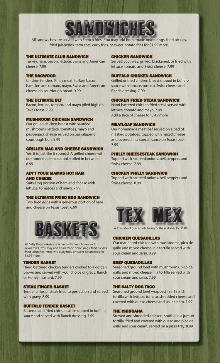 Salty Dog Sports Bar and Grill - Waco, TX menu_pic