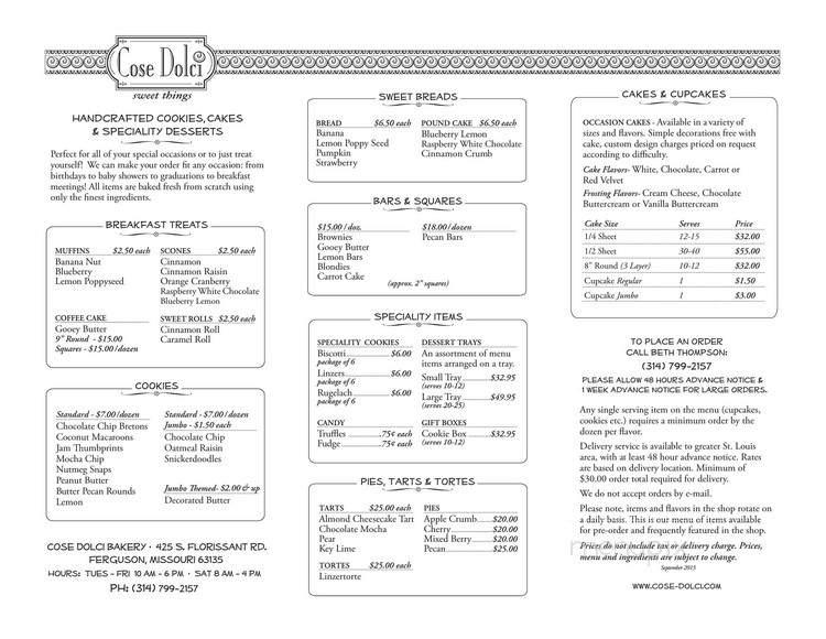 Cose Dolci - Ferguson, MO menu_pic