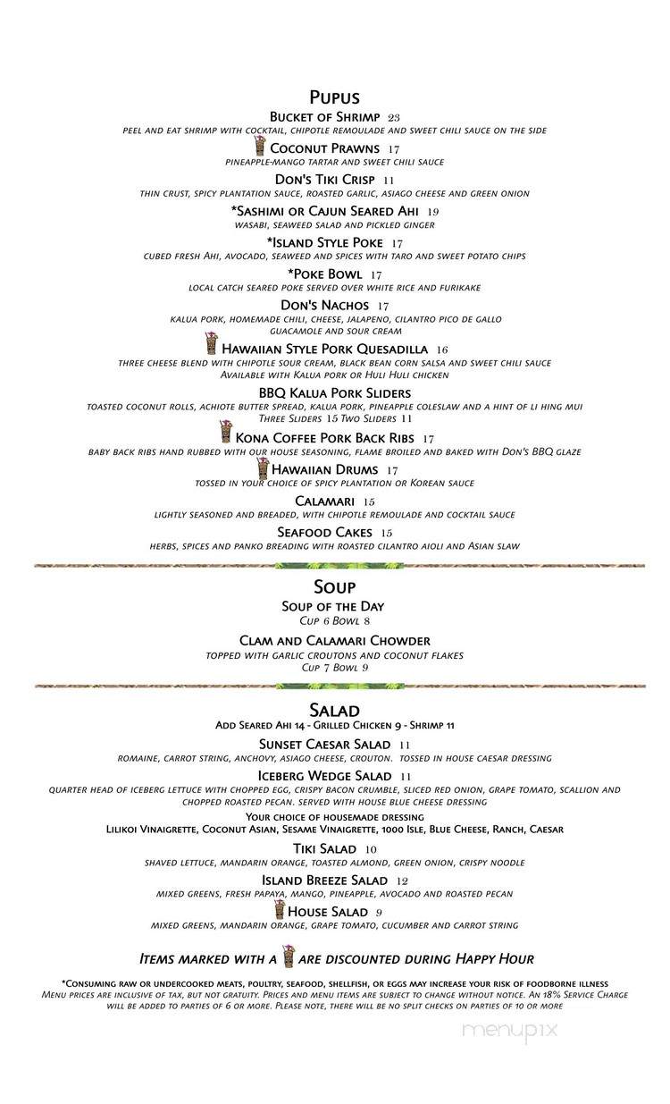 Don the Beachcomber - Kailua Kona, HI menu_pic