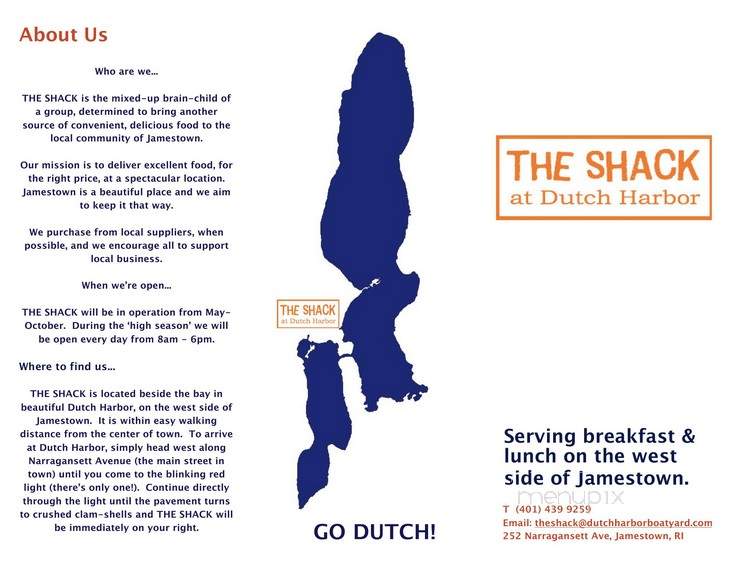 THE SHACK at Dutch Harbor - Jamestown, RI menu_pic