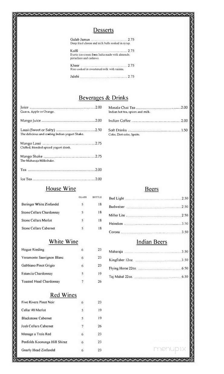 Maharaja - Beavercreek, OH menu_pic