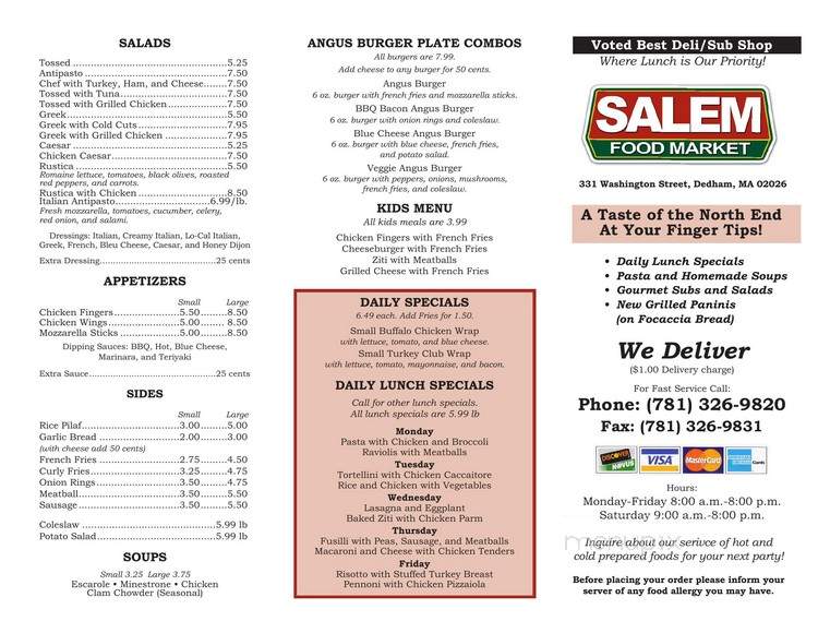 Salem Food & Liquor Market - Dedham, MA menu_pic