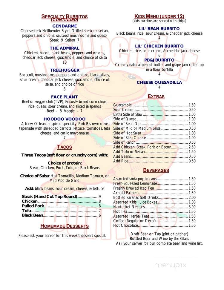 Hellbender Burritos - Davis, WV menu_pic