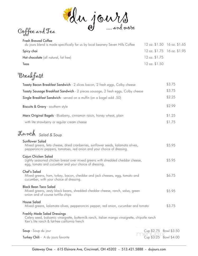 Du Jours - Cincinnati, OH menu_pic