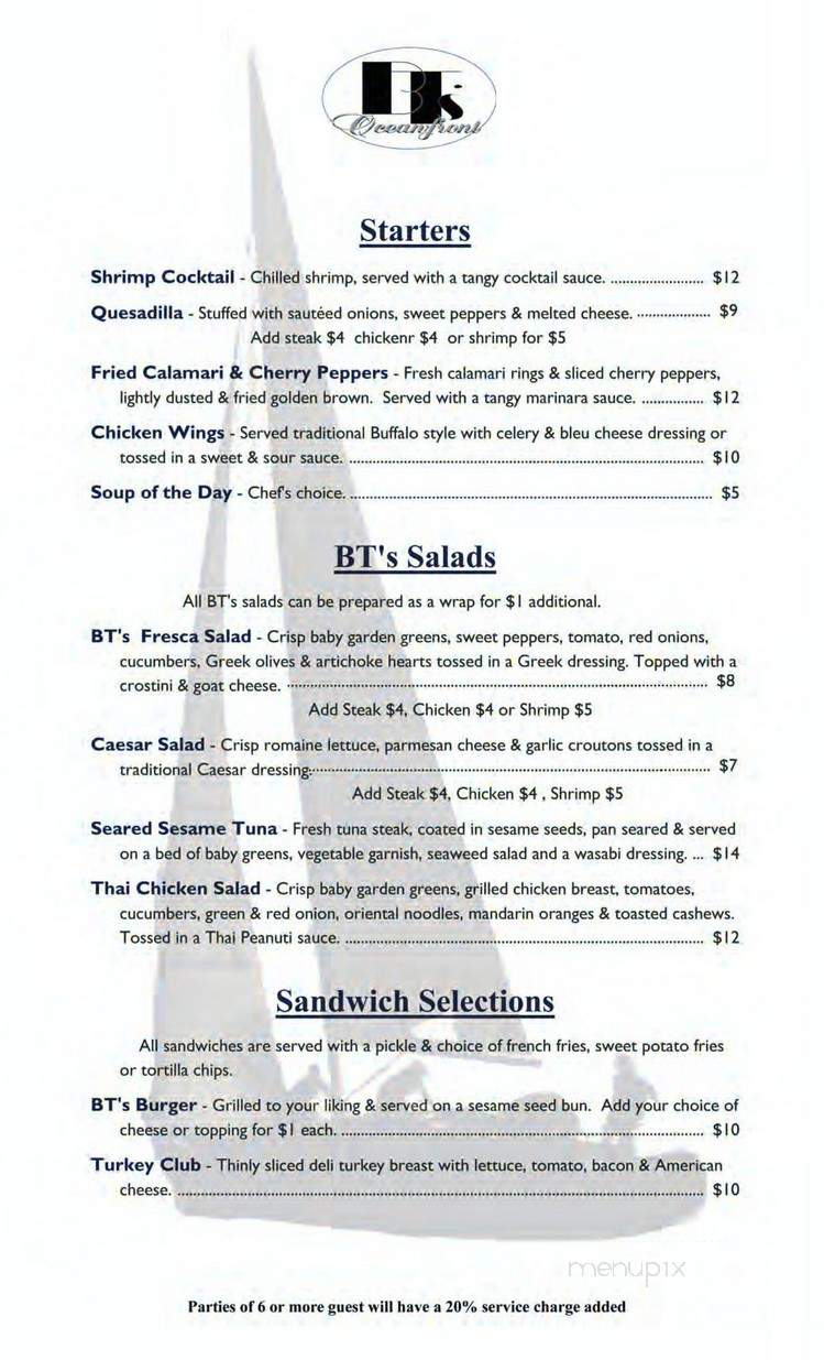 BT's Oceanfront Restaurant - Deerfield Beach, FL menu_pic