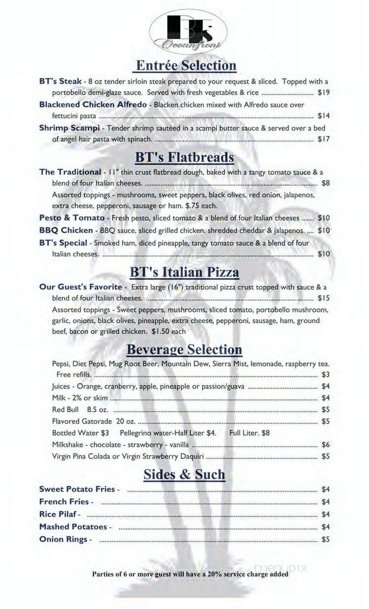 BT's Oceanfront Restaurant - Deerfield Beach, FL menu_pic