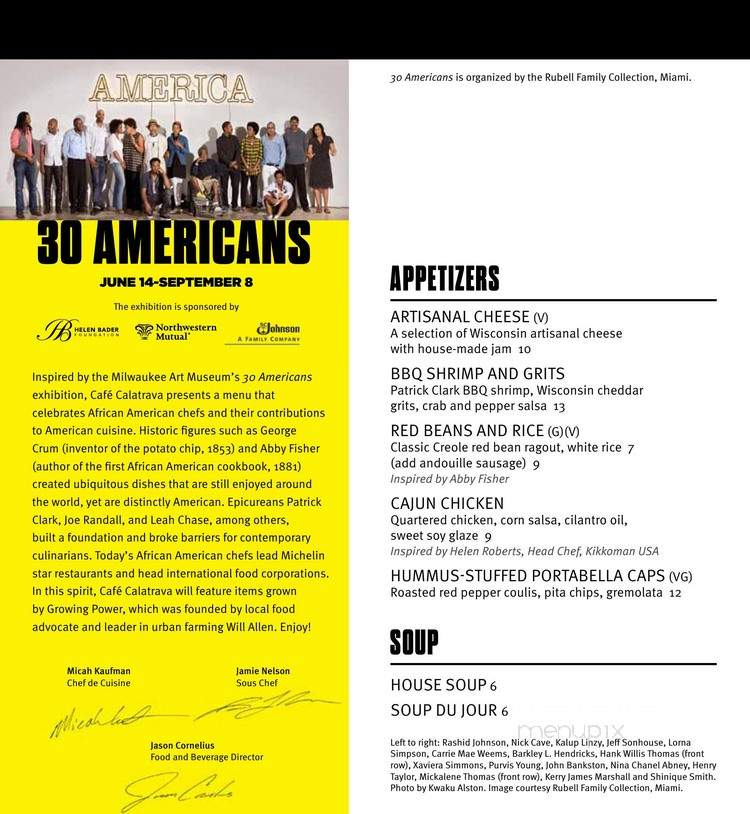 Cafe Calatrava - Milwaukee, WI menu_pic