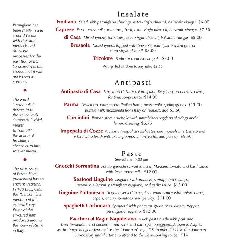 Cafe Porta Alba - Madison, WI menu_pic