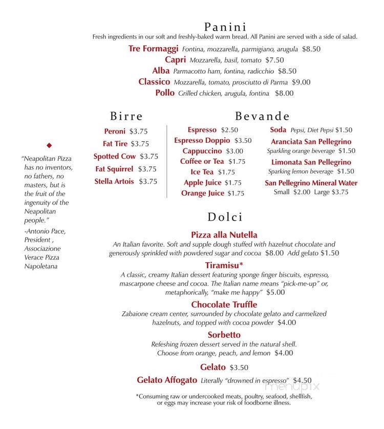 Cafe Porta Alba - Madison, WI menu_pic