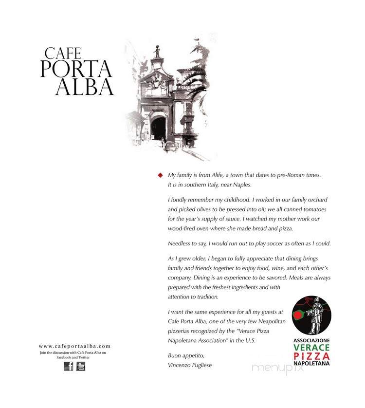 Cafe Porta Alba - Madison, WI menu_pic