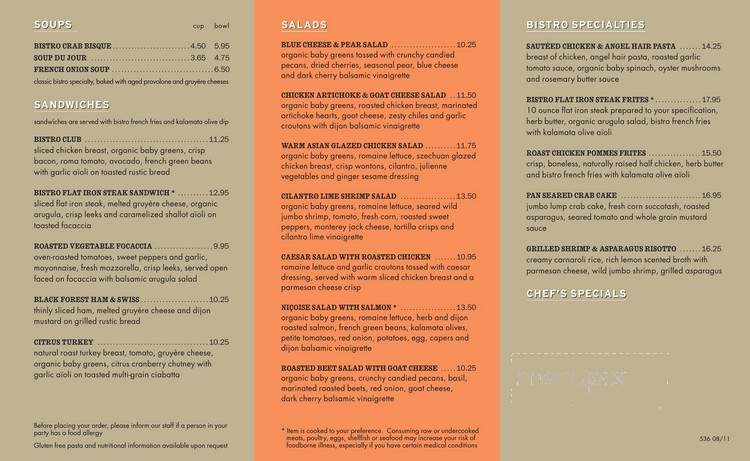 Cafe Bistro - Nordstrom - Peabody, MA menu_pic