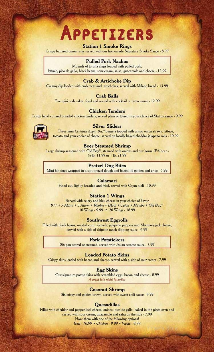Fire Station 1 Restaurant and Brewing Co. - Silver Spring, MD menu_pic