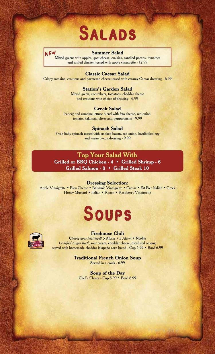 Fire Station 1 Restaurant and Brewing Co. - Silver Spring, MD menu_pic