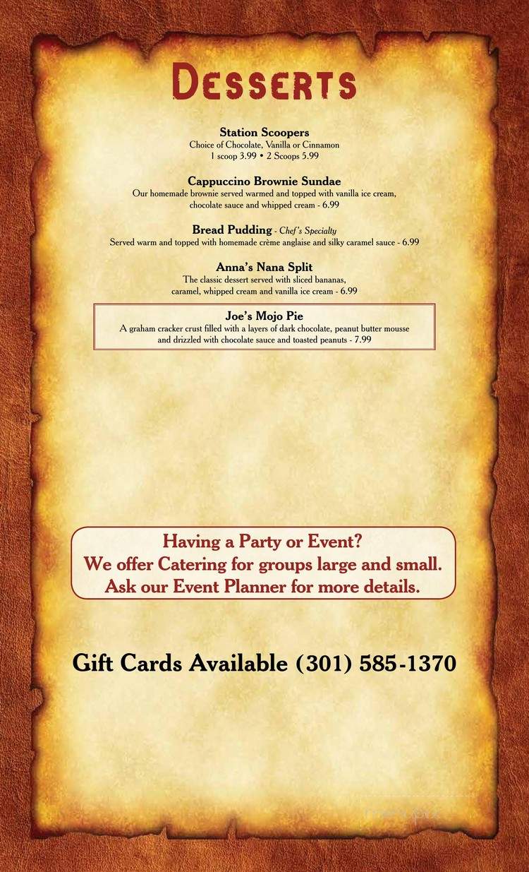 Fire Station 1 Restaurant and Brewing Co. - Silver Spring, MD menu_pic