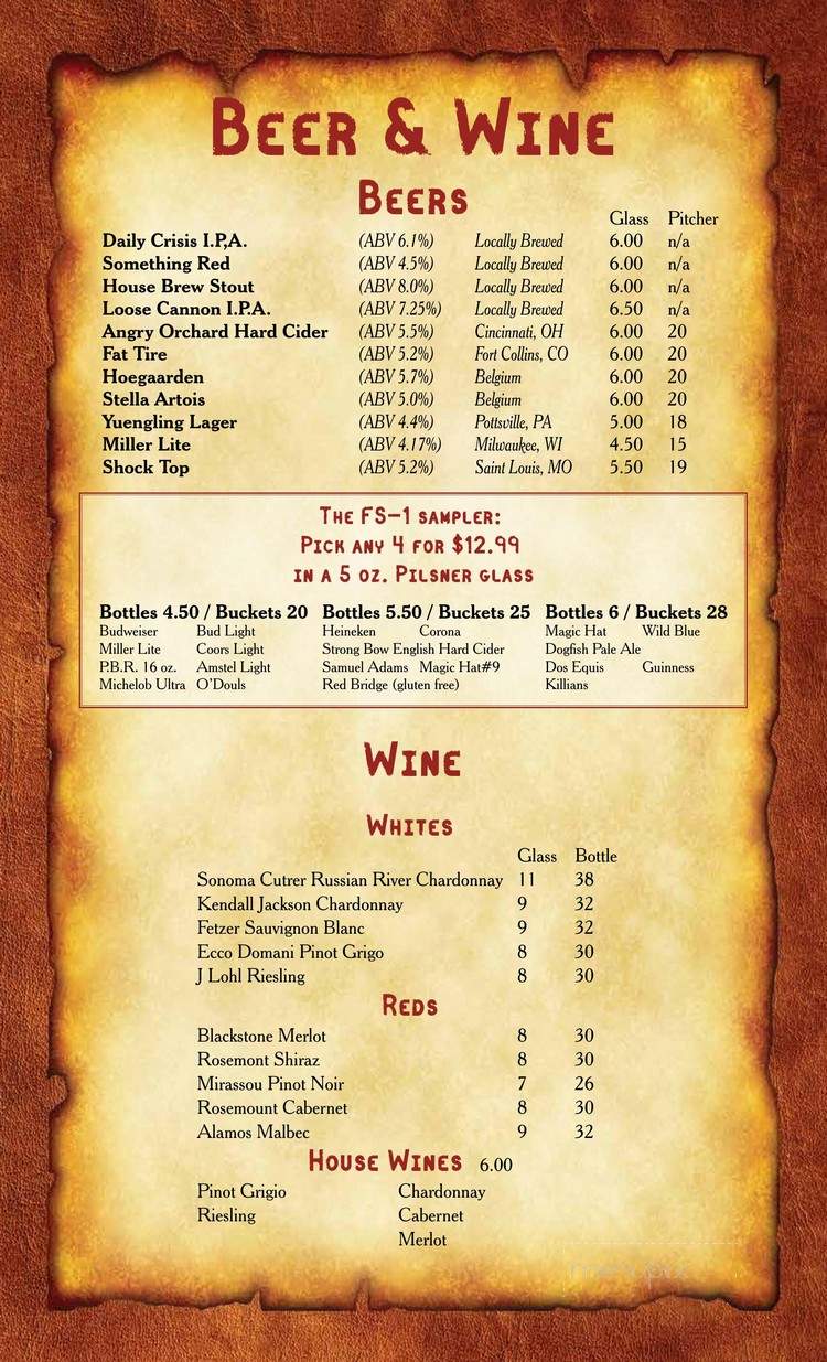 Fire Station 1 Restaurant and Brewing Co. - Silver Spring, MD menu_pic