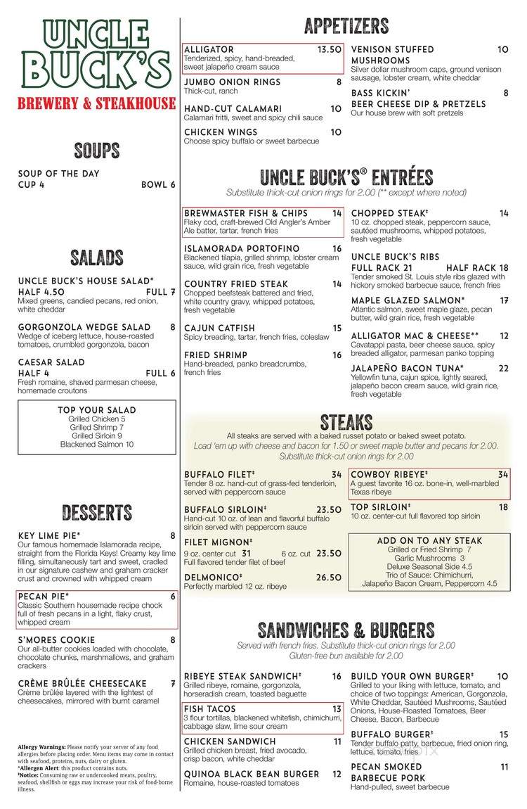 Uncle Bucks - Grapevine, TX menu_pic