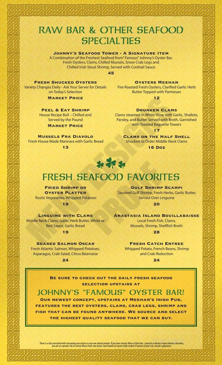 Meehans on Matanzas - St Augustine, FL menu_pic