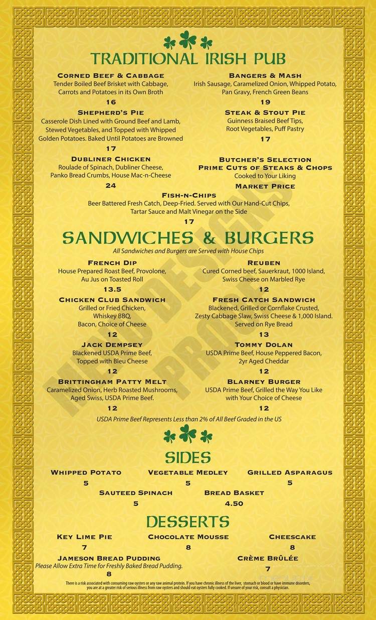 Meehans on Matanzas - St Augustine, FL menu_pic