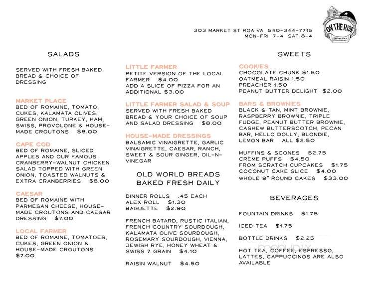 On The Rise Bread Co - Roanoke, VA menu_pic