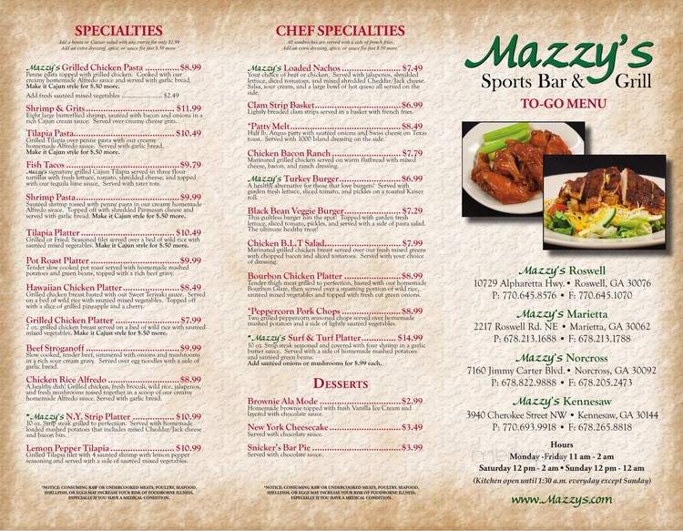 Mazzy's Sports Bar & Grill - Marietta, GA