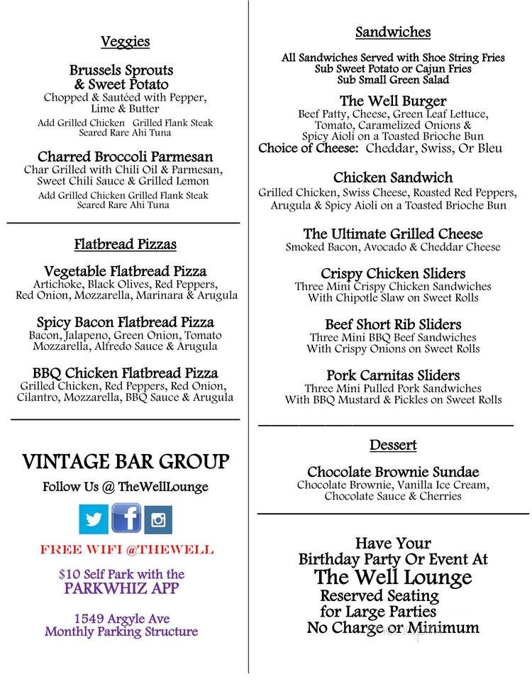 Well - Hollywood, CA menu_pic