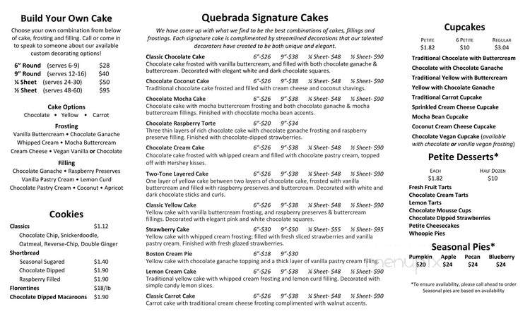 Quebrada Baking Co - Wellesley, MA menu_pic