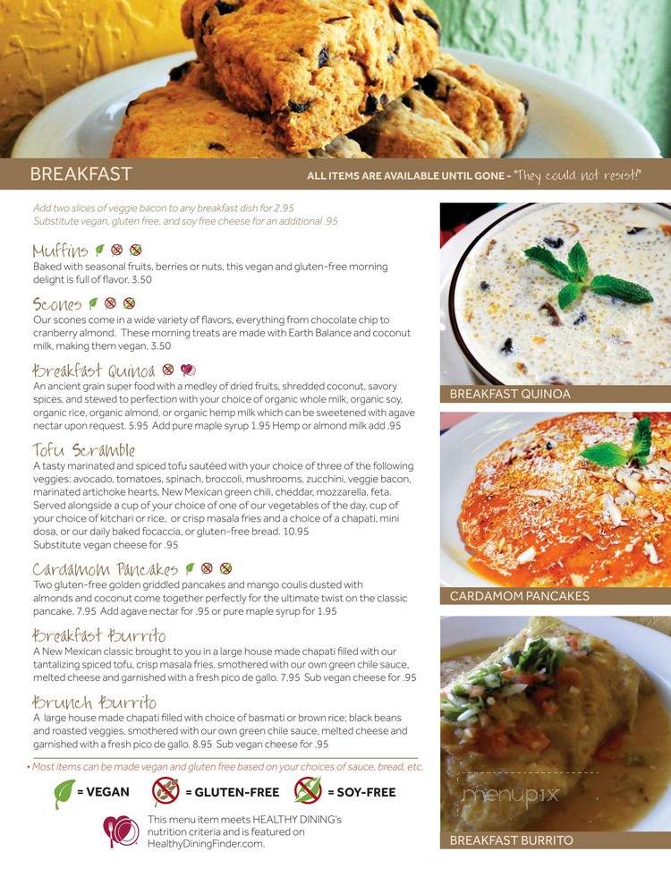 Annapurna's® World Vegetarian Cafe - Albuquerque, NM menu_pic