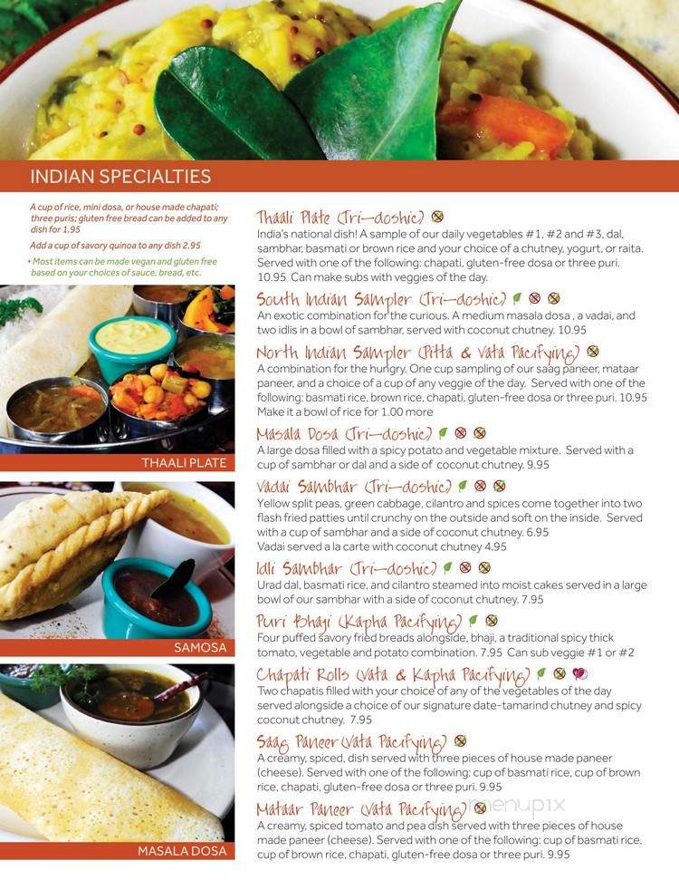 Annapurna's® World Vegetarian Cafe - Albuquerque, NM menu_pic