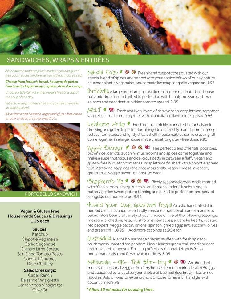Annapurna's® World Vegetarian Cafe - Albuquerque, NM menu_pic