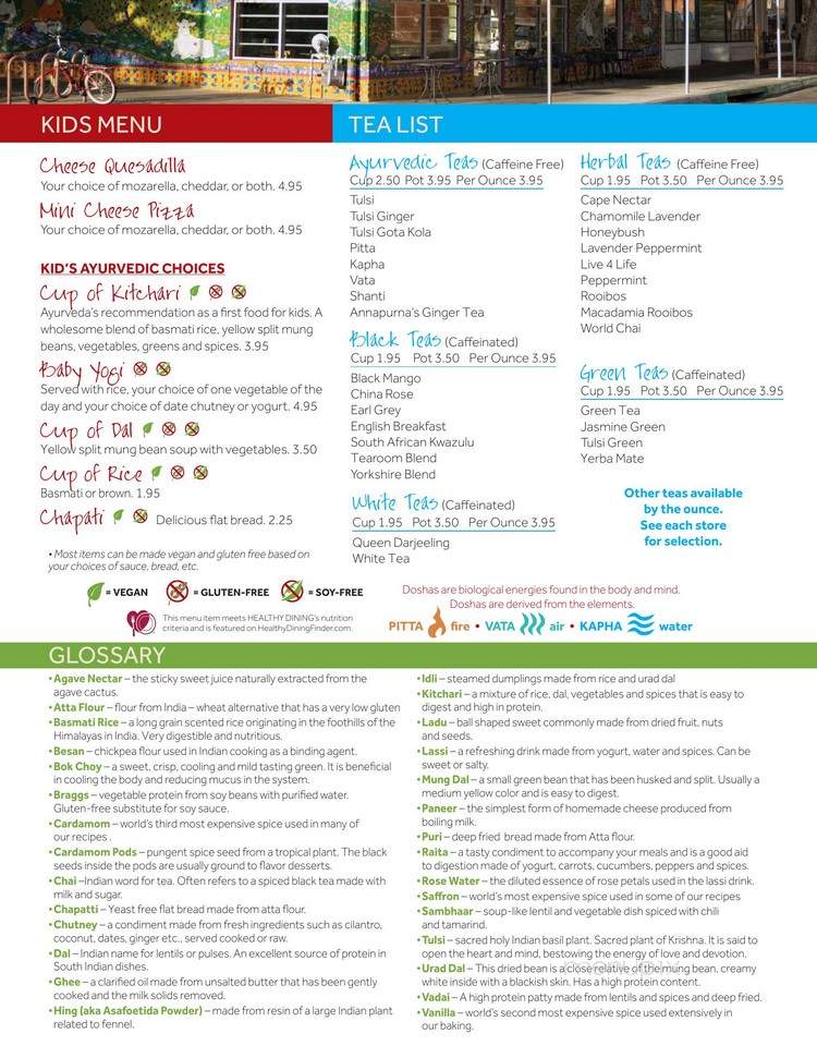 Annapurna's® World Vegetarian Cafe - Albuquerque, NM menu_pic