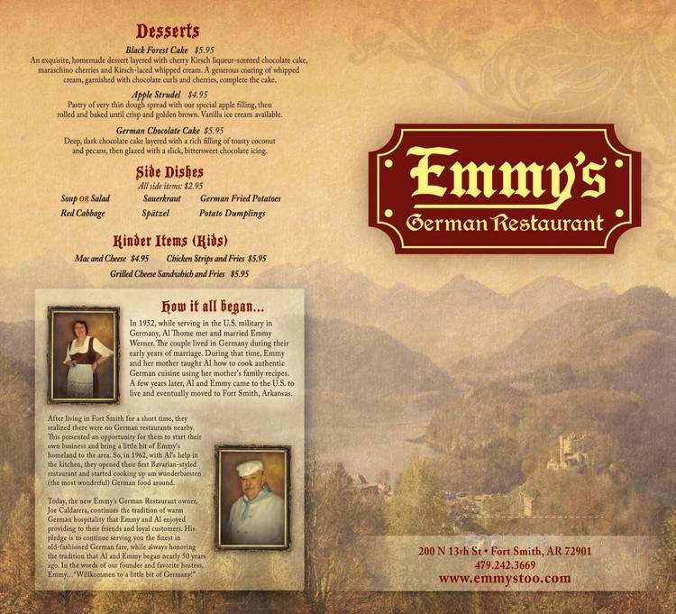 Emmy's German Restaurant - Fort Smith, AR menu_pic
