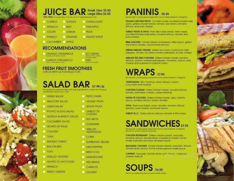 Urban Salad Bar - Encino, CA menu_pic