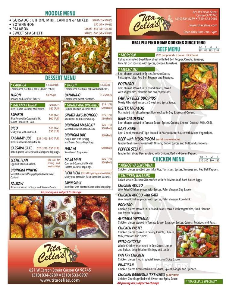 Tita Alice Kitchen - Carson, CA menu_pic