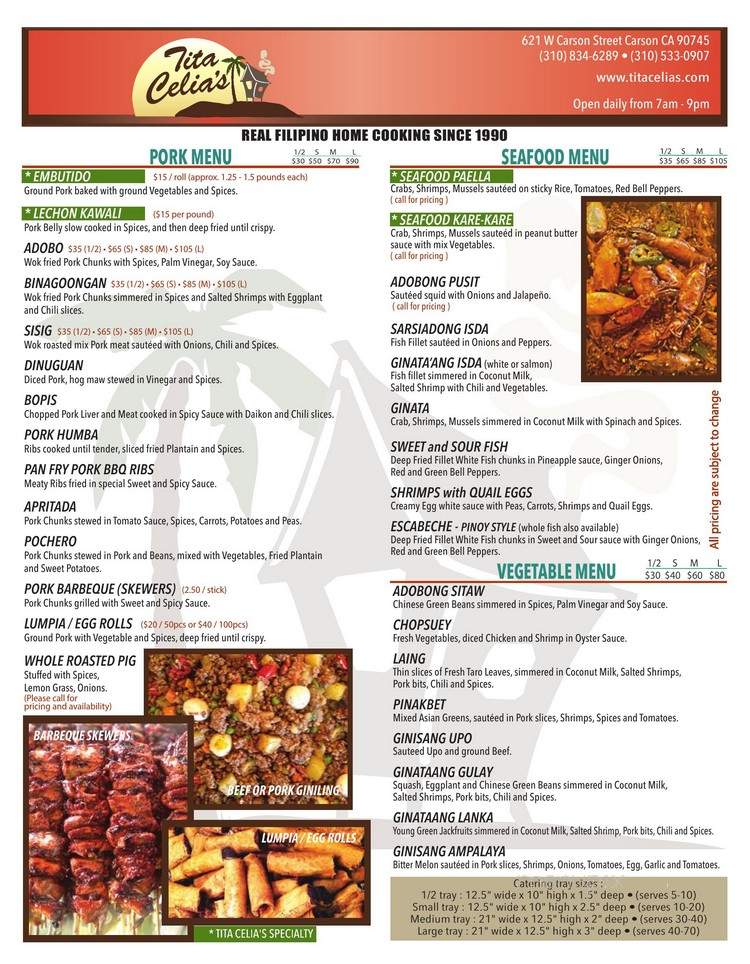Tita Alice Kitchen - Carson, CA menu_pic