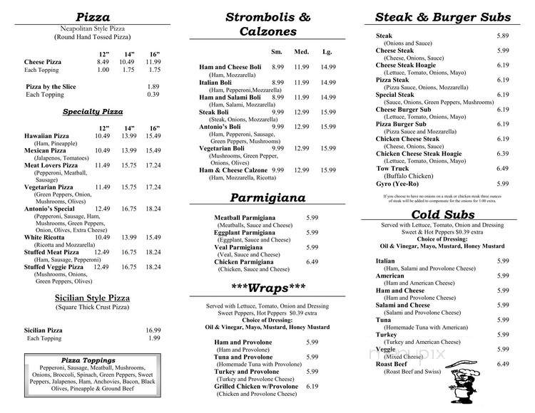Antonio's Pizza House - Lancaster, PA menu_pic