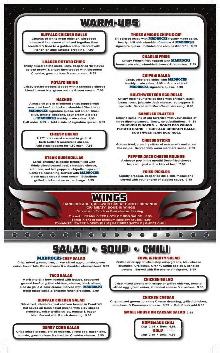 Madrocks Sports Bar - Derby, KS menu_pic