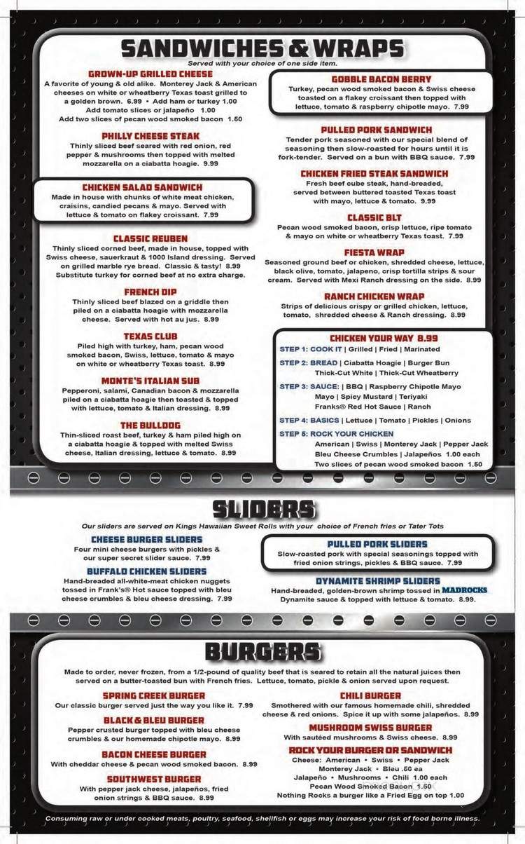 Madrocks Sports Bar - Derby, KS menu_pic