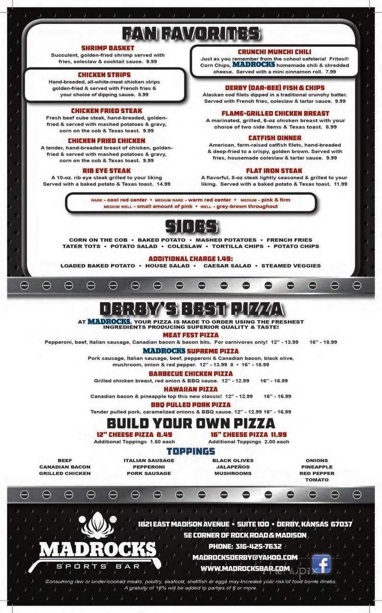 Madrocks Sports Bar - Derby, KS menu_pic