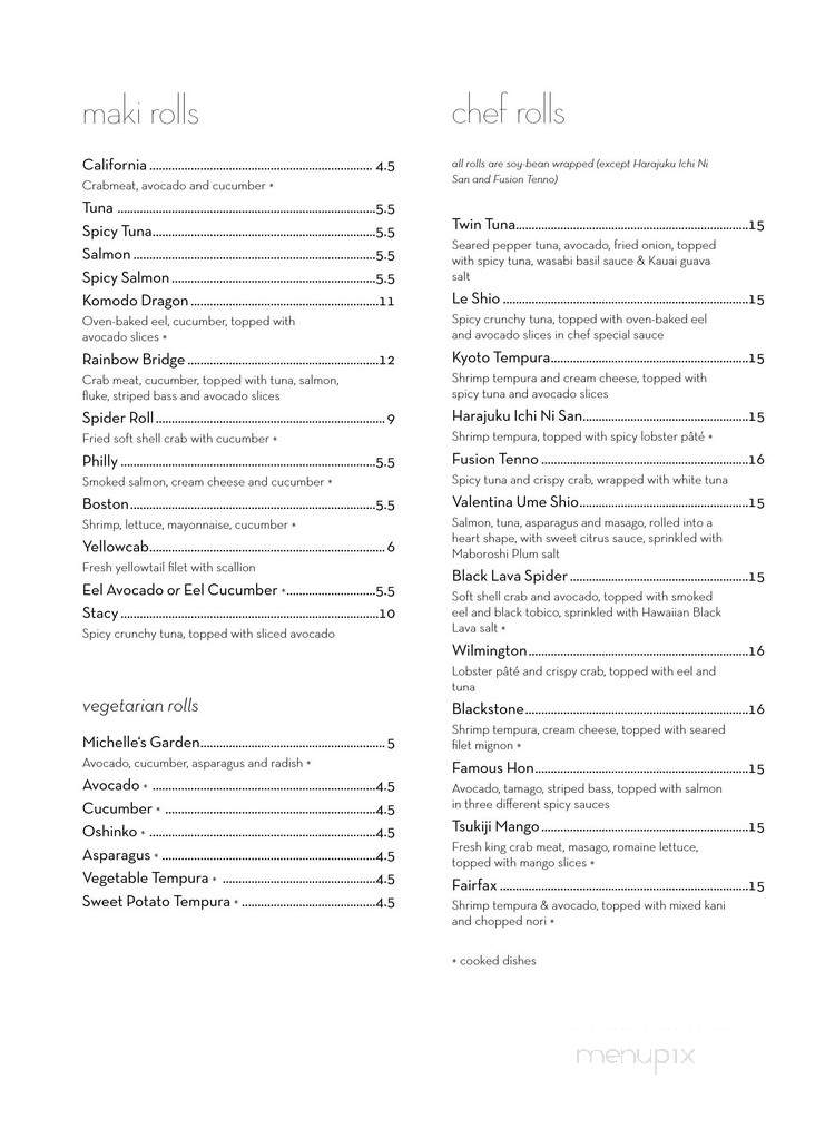 Le Shio Asian Fusion Cuisine - Wilmington, DE menu_pic