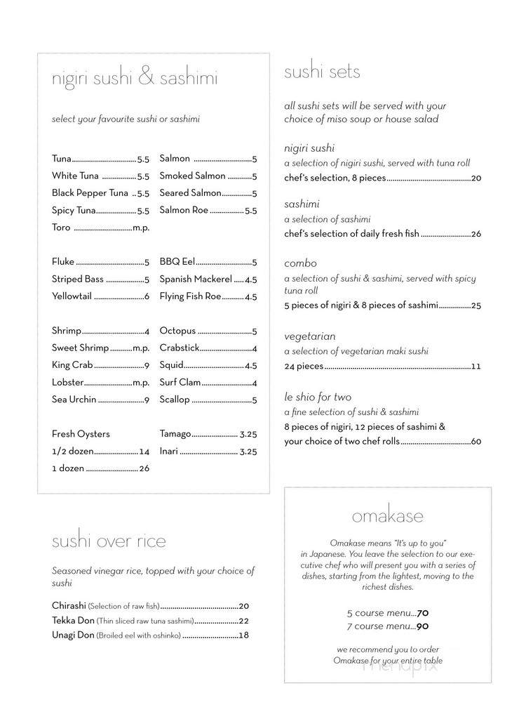 Le Shio Asian Fusion Cuisine - Wilmington, DE menu_pic
