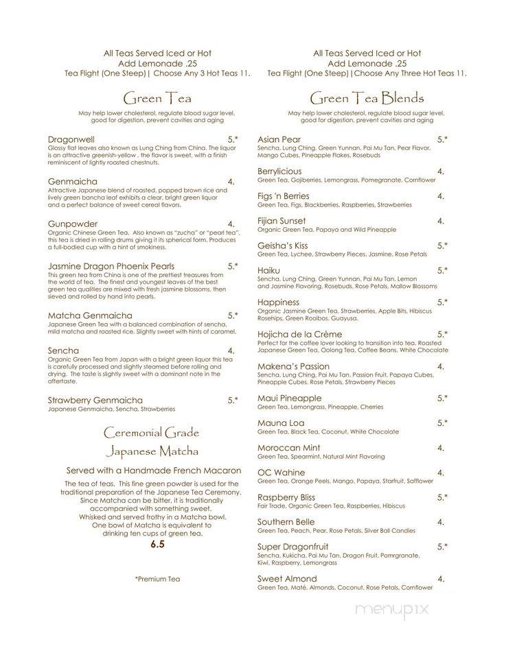 Tranquil Tea Lounge - Fullerton, CA menu_pic