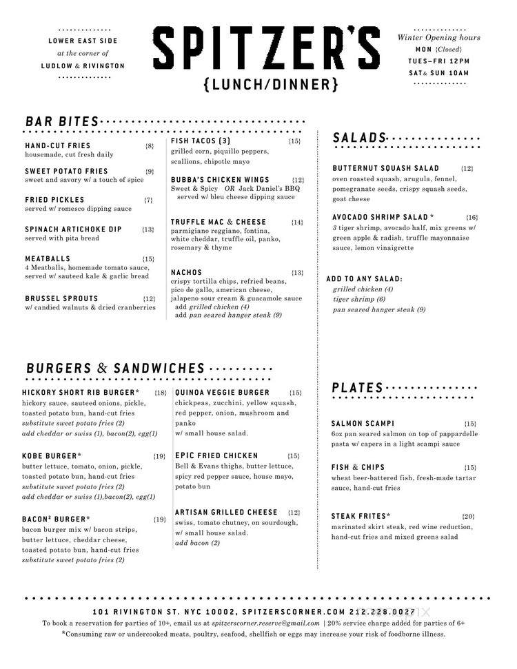 Spitzer's Corner - New York, NY menu_pic