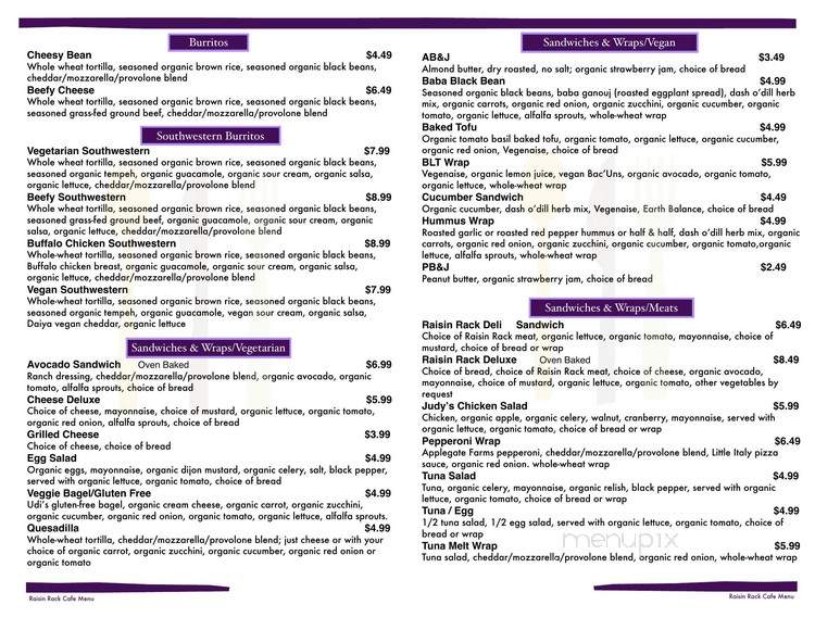 Raisin Rack - Westerville, OH menu_pic
