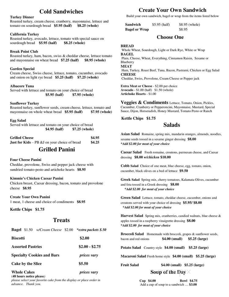 Break Point Coffee Co - Salem, OR menu_pic