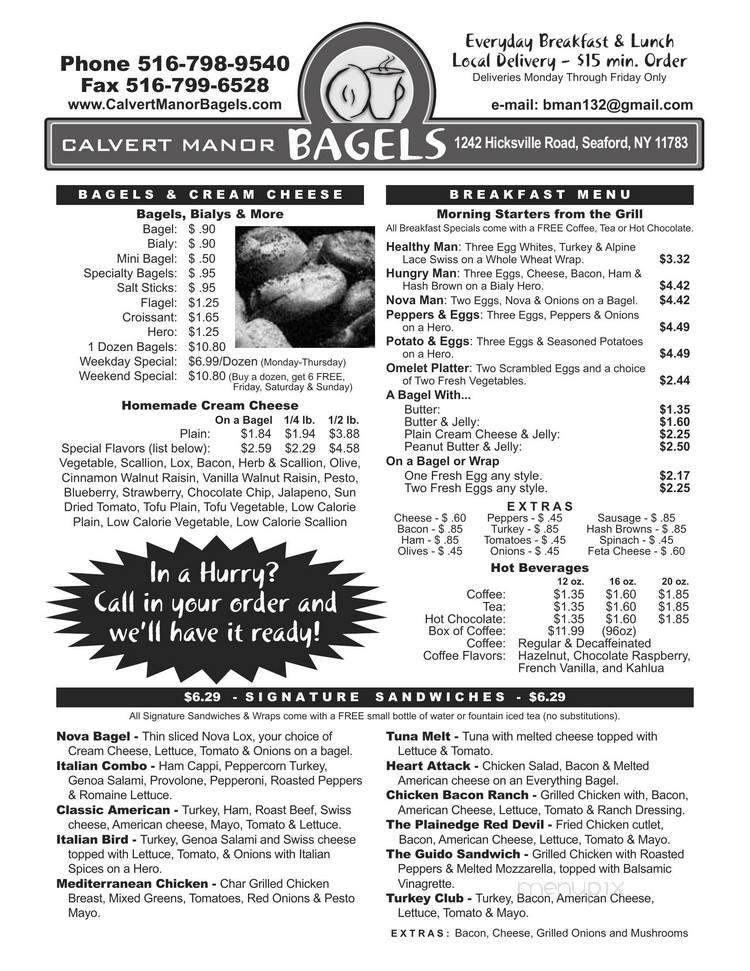 Calvert Manor Bagels Incorporated - Seaford, NY