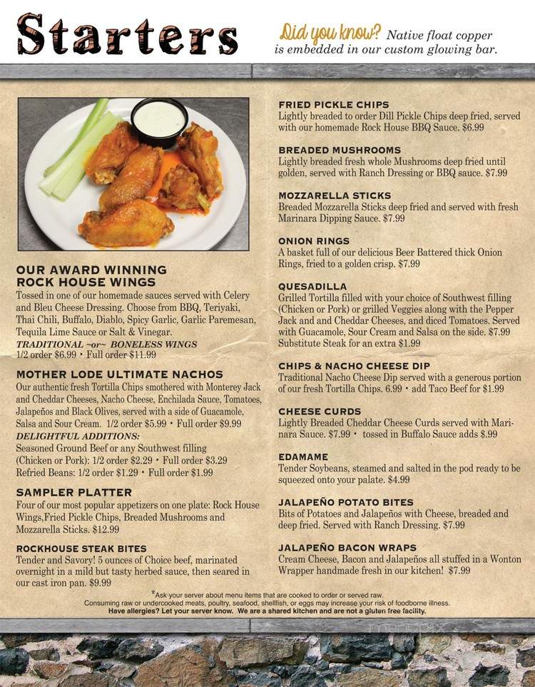 Rock House - Houghton, MI menu_pic