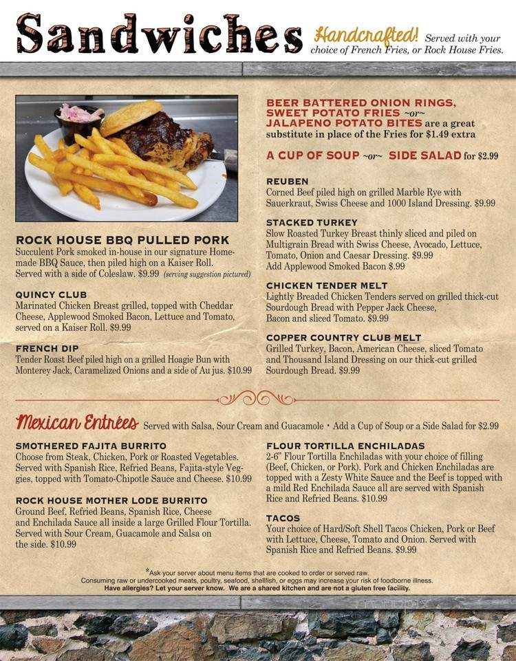 Rock House - Houghton, MI menu_pic