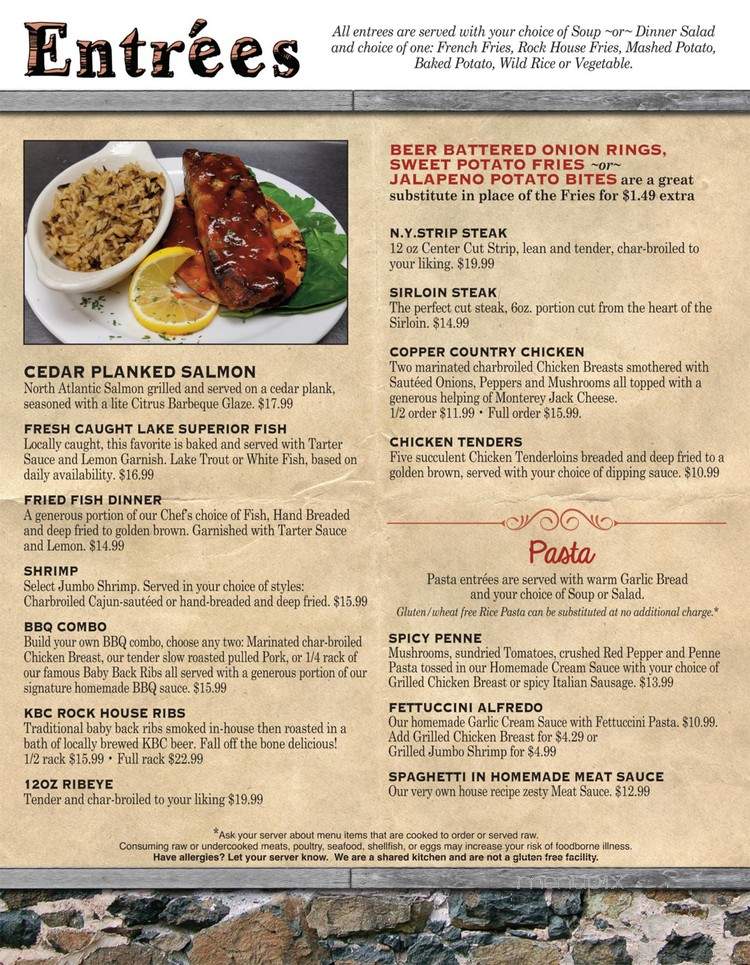 Rock House - Houghton, MI menu_pic