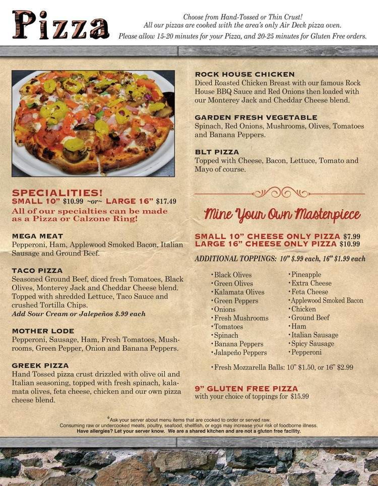 Rock House - Houghton, MI menu_pic