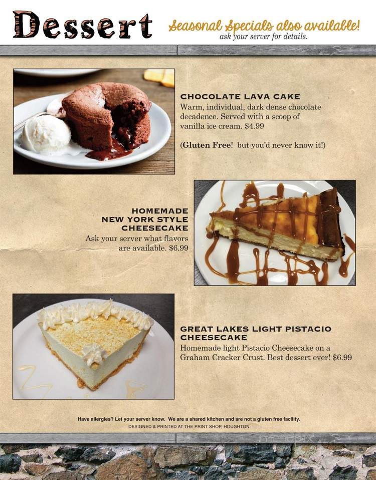 Rock House - Houghton, MI menu_pic
